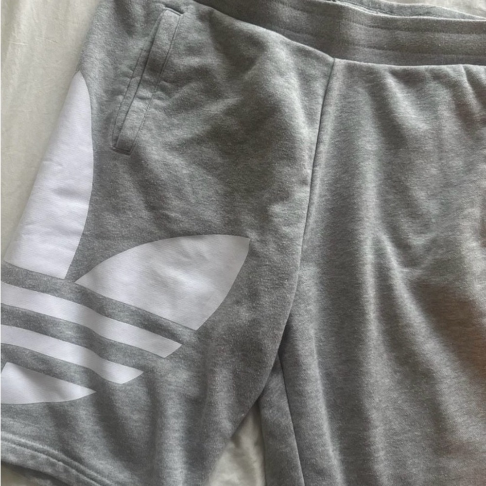adidas Originals Grey Shorts with White Trefoil Accent